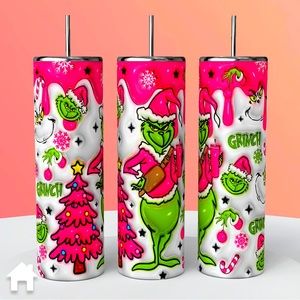 20 oz Tumbler Pink Grinch